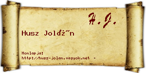 Husz Jolán névjegykártya